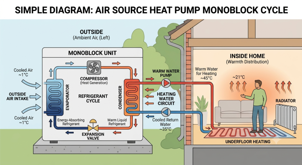 how an air source heat pump works
