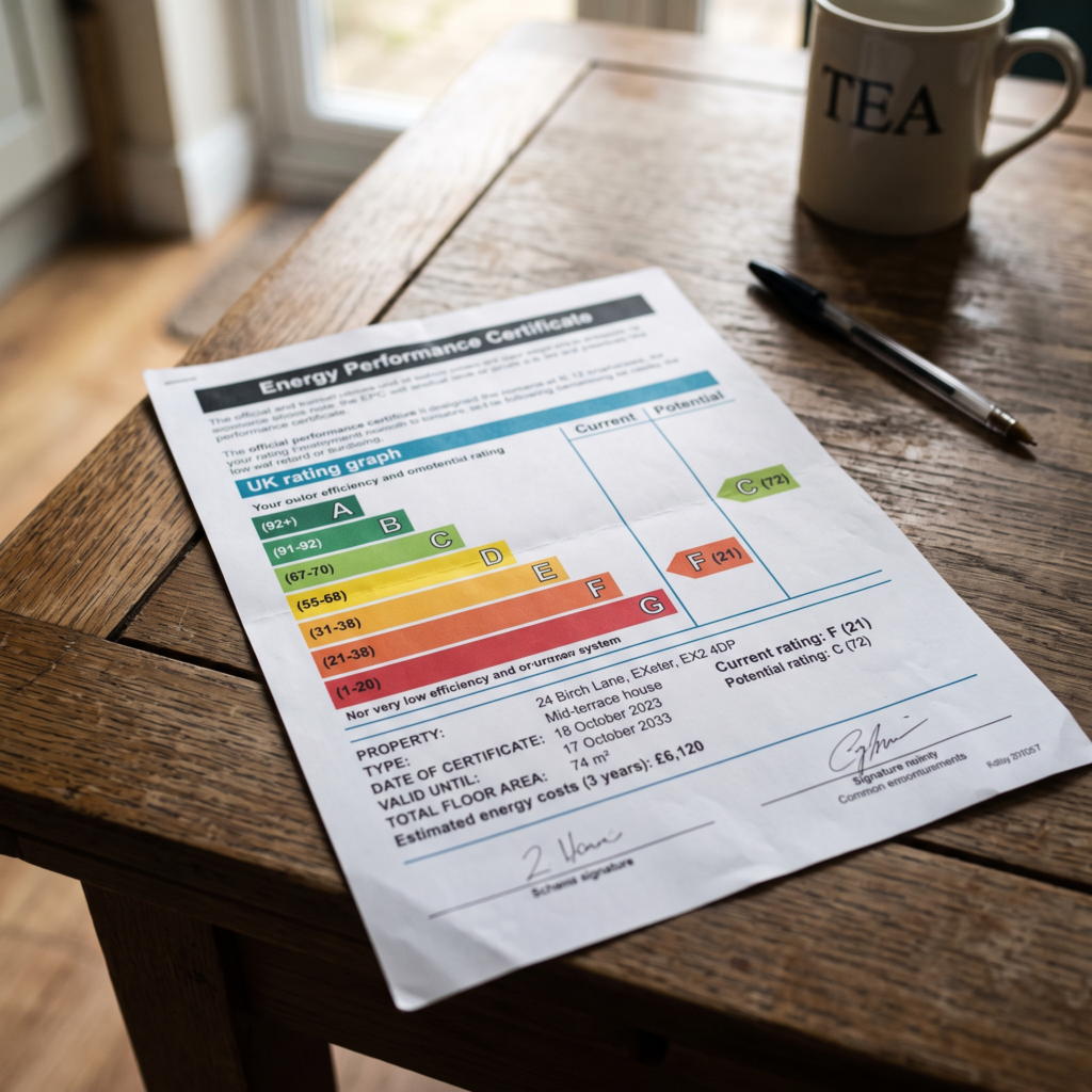 EPC certificate on the table