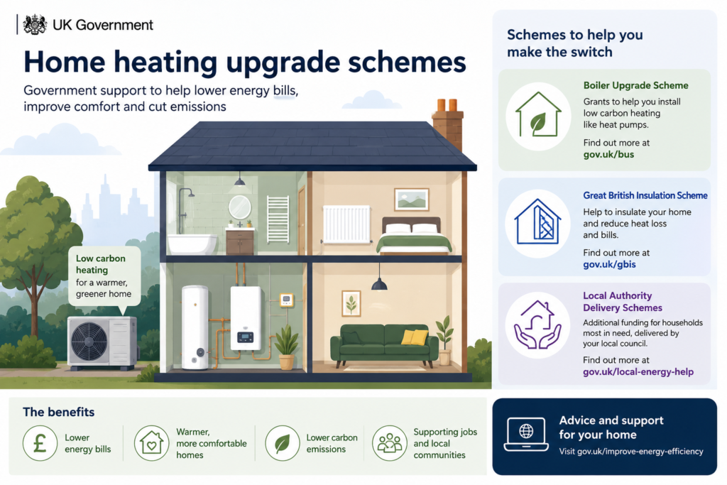 an illustrated guide to gov.uk home heating schemes