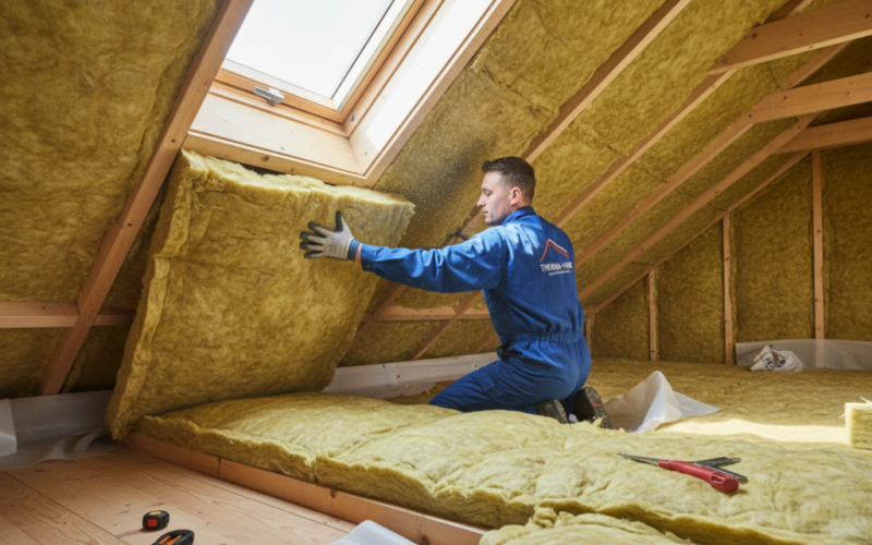 home insulation scene in the loft