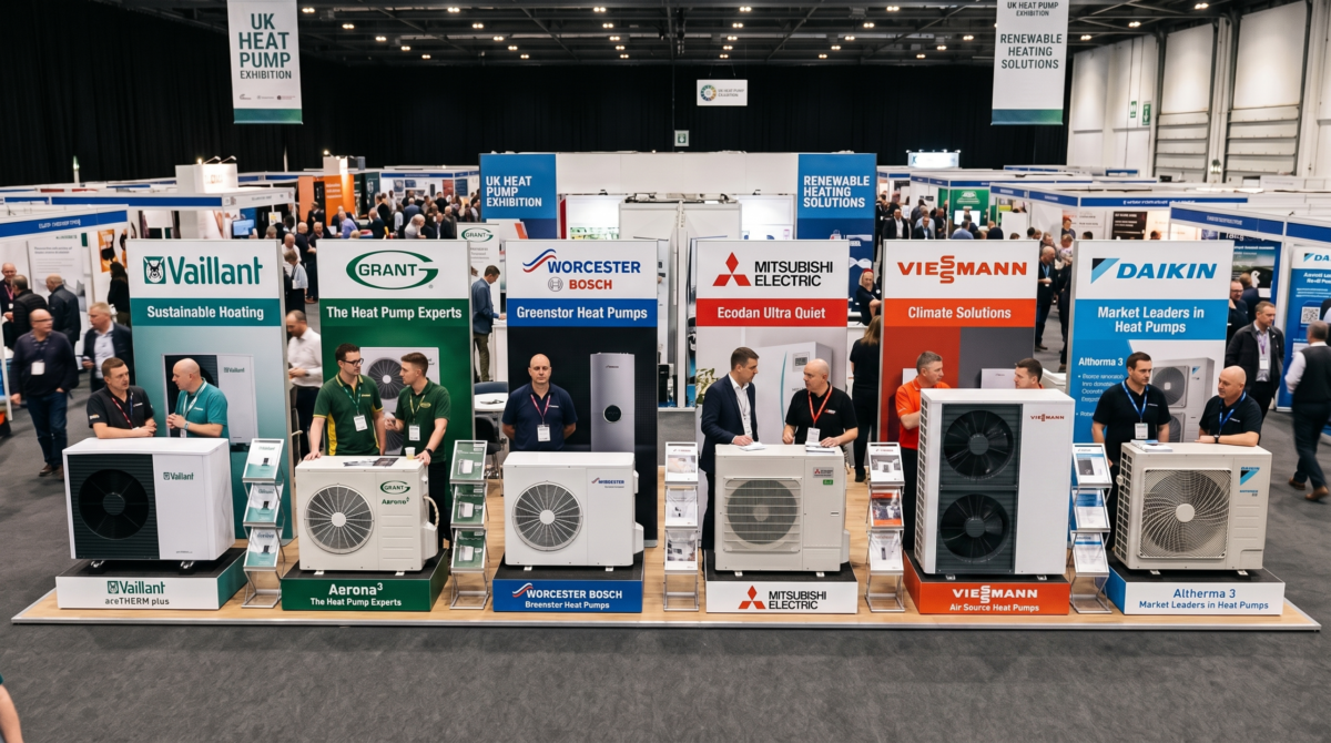 A showcase of six different air source heat pump brands