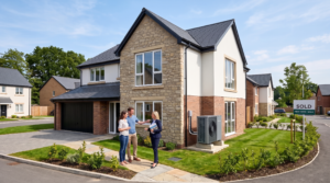 A New build house with a heat pump