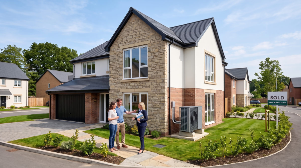 A New build house with a heat pump
